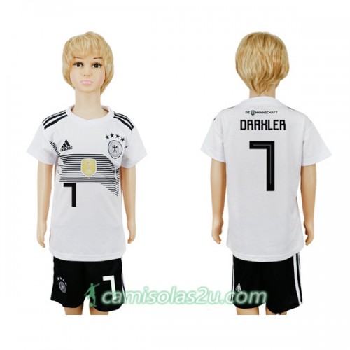 Camisolas de Futebol Alemanha Draxler 7 Criança Equipamento Principal Copa do Mundo 2018 Manga Curta Camisolas de Futebol Alemanha Draxler 7 Criança Equipamento Principal Copa do Mundo 2018 Manga Curta